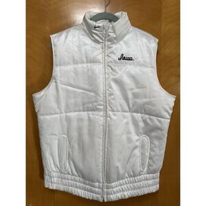 NIKE Iowa Womens Puffer Vest Jacket Full Zip Shiny White Sz XL 16-18‎